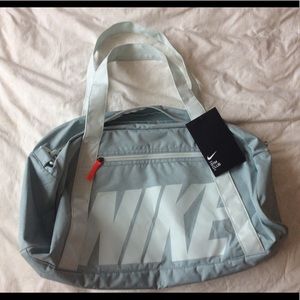 NIKE Gym Club 30L Duffel Bag Light Blue and White